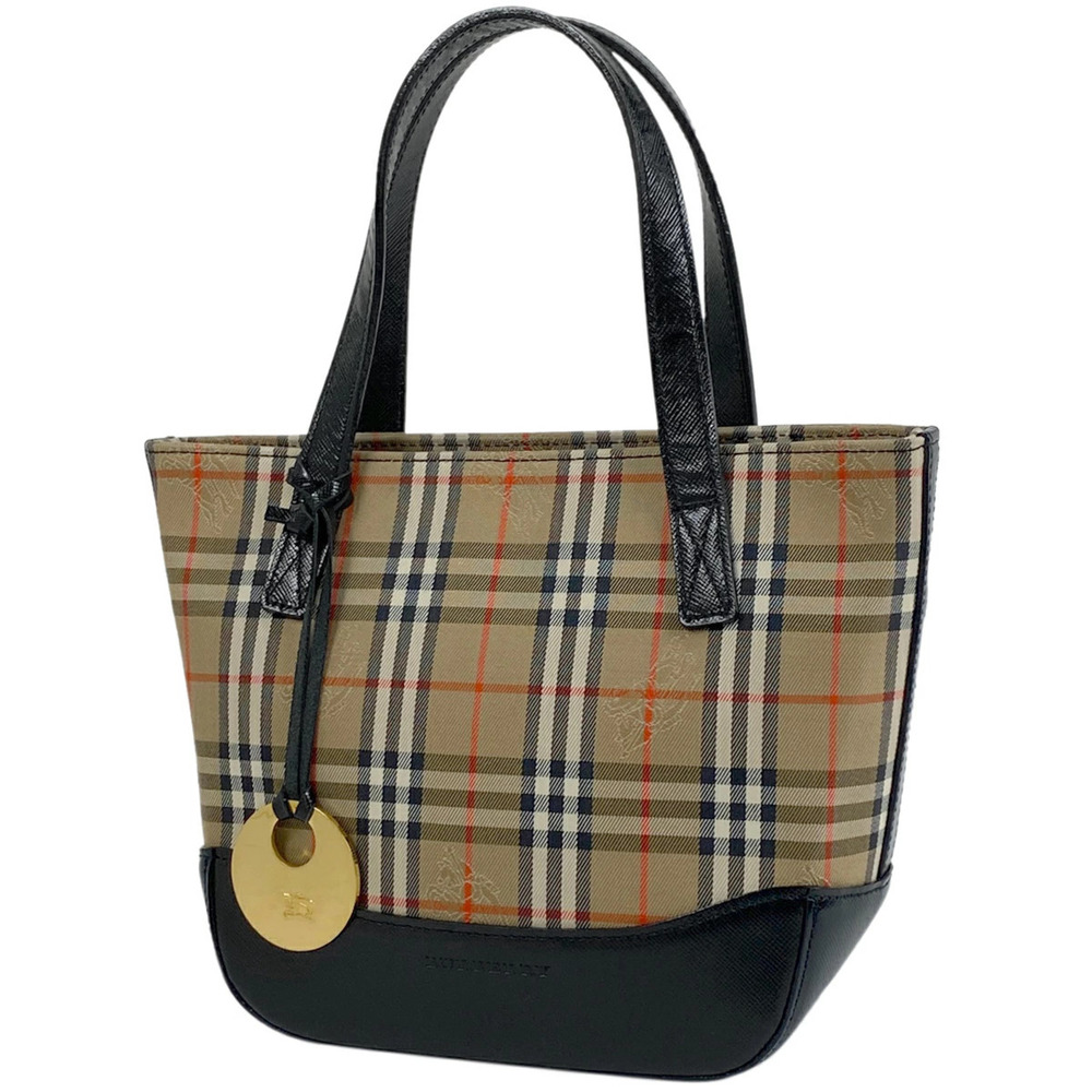 Burberry check handbag canvas brown black